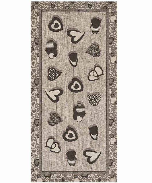 Tappeto LOVELY grigio ardesia moderno cuori, tappetino multiuso lavabile antiscivolo cm.55x80