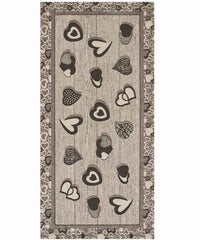 Tappeto LOVELY grigio ardesia moderno cuori, passatoia cucina multiuso lavabile antiscivolo cm.55x190