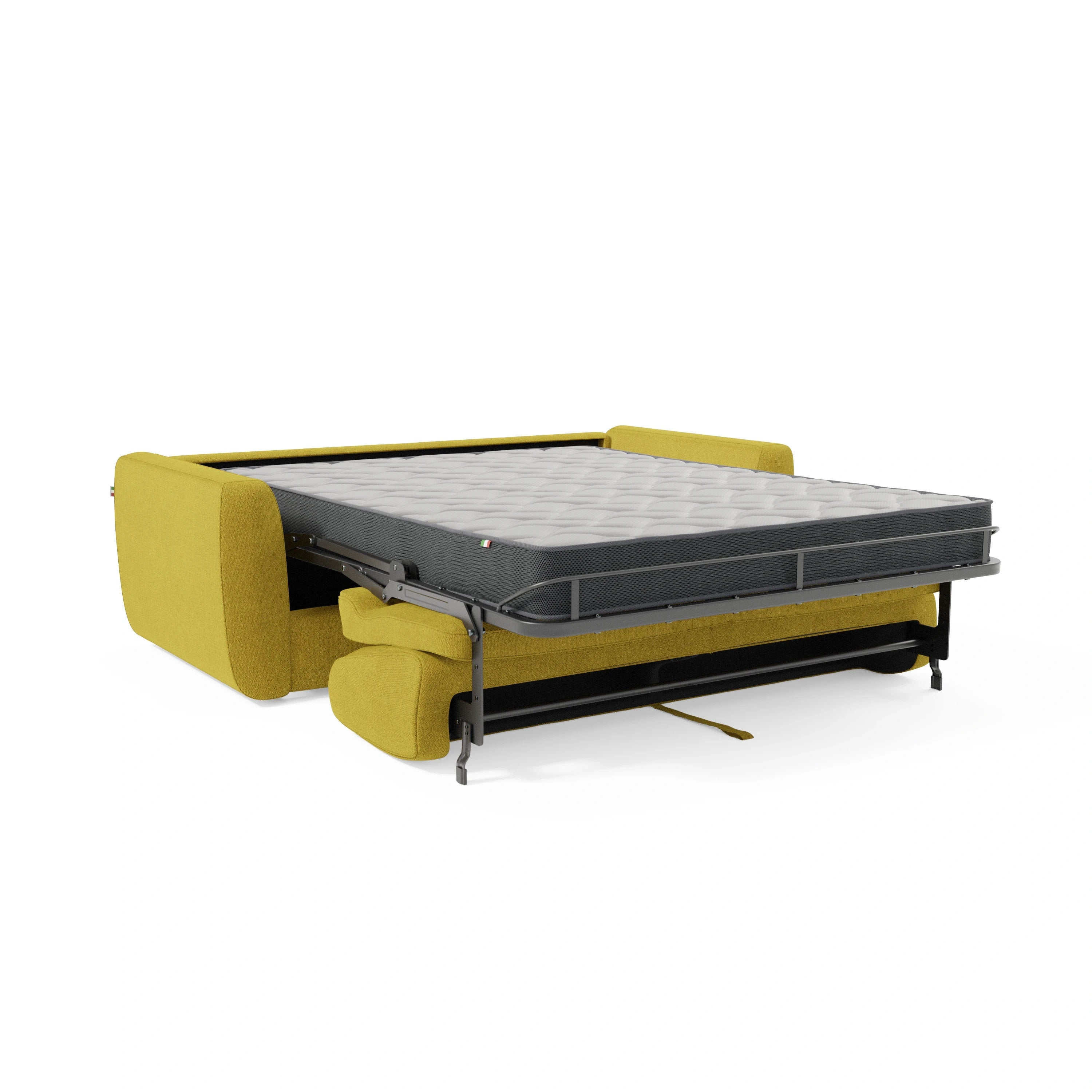 Leonida Divano letto sfoderabile e materasso H18 cm - vano portaguanciali in tessuto Smacchiabile T23 202 cm giallo sole