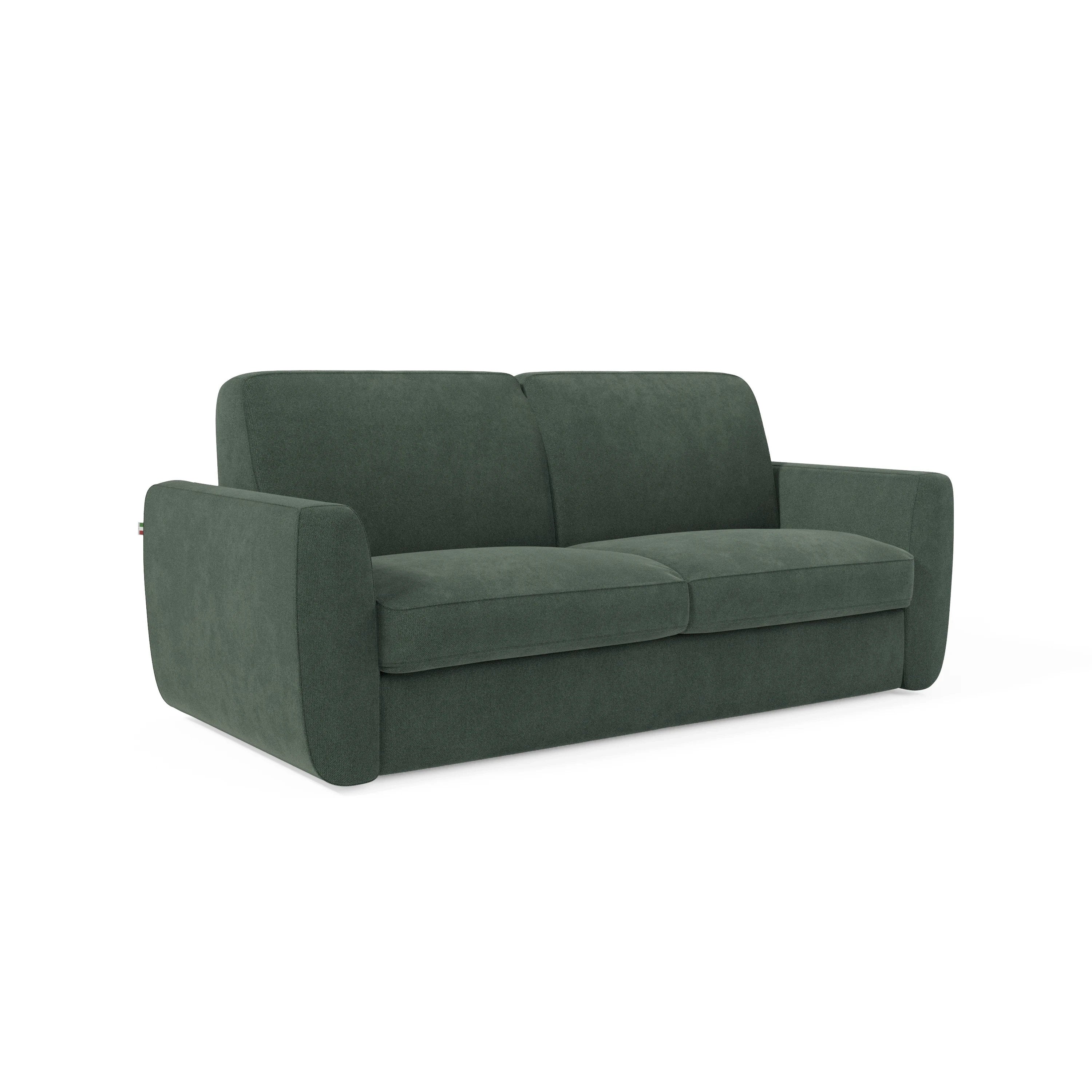 Leonida Divano letto sfoderabile e materasso H18 cm - vano portaguanciali in tessuto Smacchiabile T23 202 cm verde