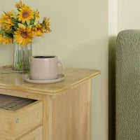 Set 2 Comodini con 2 Cassetti e Ripiano Inferiore in stile Nordico, in Bambù, 40x34x60 cm