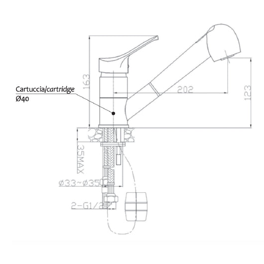 Miscelatore lavello cucina con doccetta estraibile rubinetteria