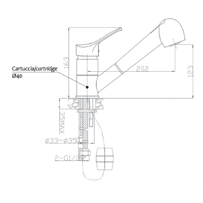 Miscelatore lavello cucina con doccetta estraibile rubinetteria