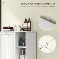Mobile Bagno Portabiancheria con Cesto Rimovibile e Ripiani Regolabili, 60x38x86 cm, Bianco