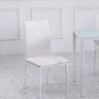 Set 4 Sedie Imbottite per Sala da Pranzo con Rivestimento in Similpelle, 41x50x91cm - Bianco