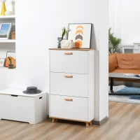 Mobile per Scarpe in Stile Scandinavo con 3 Ante, 70 x 23,5 x 122 cm, Bianco