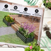 Set di 2 Letti per Orto Rialzato con Fondo Aperto in Acciaio Galvanizzato, 100x60x30cm, Grigio