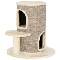 Cuccia per Gatti a 2 Livelli, con Piattaforma e Tiragraffi, Beige