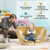 Arco Montessoriano 3 in 1 per Bambini da 18-48 Mesi, Struttura da Arrampicata, Tavolino e Dondolo con Cuscino