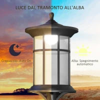 Lampione Solare da Giardino Alto 184cm con Luce LED Bianco Freddo e IP44, Nero