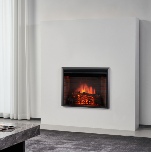 Camino elettrico LUCA - Camino elettrico a incasso con riscaldamento, effetto fiamma 3D, 12 colori di fiamma, telecomando - 23 pollici