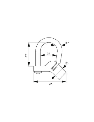Lucchetto 129C chiave mezzaluna base angolare, arco acciaio, da esterno - contatori, quadri elettrici, VVF, pompieri, manutenzione - THIRARD
