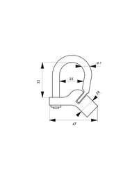 Lucchetto 129C chiave mezzaluna base angolare, ottone, da esterno - contatori, quadri elettrici, VVF, pompieri, manutenzione - THIRARD