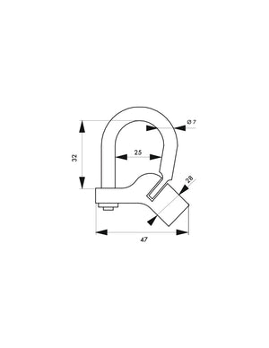 Lucchetto 129C chiave mezzaluna base angolare, ottone, da esterno - contatori, quadri elettrici, VVF, pompieri, manutenzione - THIRARD
