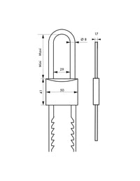 Lucchetto di sicurezza 50mm arco in acciaio a lunghezza regolabile, ottone 2 chiavi acciaio - THIRARD