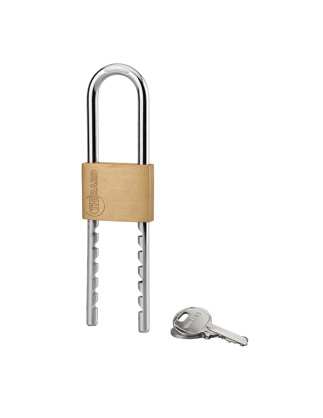 Lucchetto di sicurezza 50mm arco in acciaio a lunghezza regolabile, ottone 2 chiavi acciaio - THIRARD