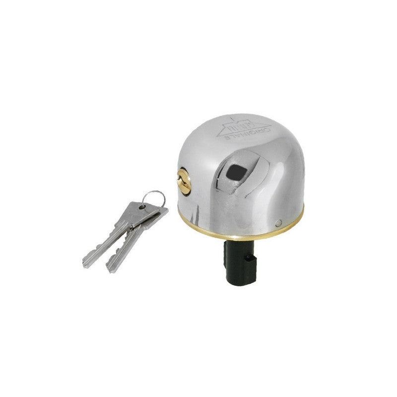 Lucchetto a campana sinistra per serranda – Ottone e calotta in acciaio inox – 7 pistoni – Gentili