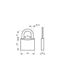 Lucchetto a chiave bombato, alluminio, 50mm, arco in acciaio temprato, 3 chiavi - Serrurerie de Picardie
