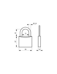 Lucchetto segno zodiacale Leone, acciaio, interno, arco in acciaio, 30mm, 3 chiavi - THIRARD
