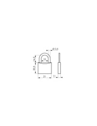 Lucchetto a chiave Luxe, ottone, interno, arco in ottone, 20mm, ottone lucido, 2 chiavi - THIRARD