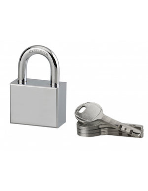 Lucchetto di sicurezza Disk, 4 chiavi reversibili, 40mm, arco in acciaio temprato nichelato, meccanismo a dischi - Serrurerie de Picardie