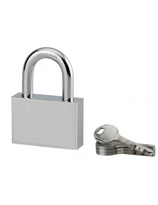 Lucchetto di sicurezza Disk, 4 chiavi reversibili, 60mm, arco in acciaio temprato nichelato, meccanismo a dischi - Serrurerie de Picardie