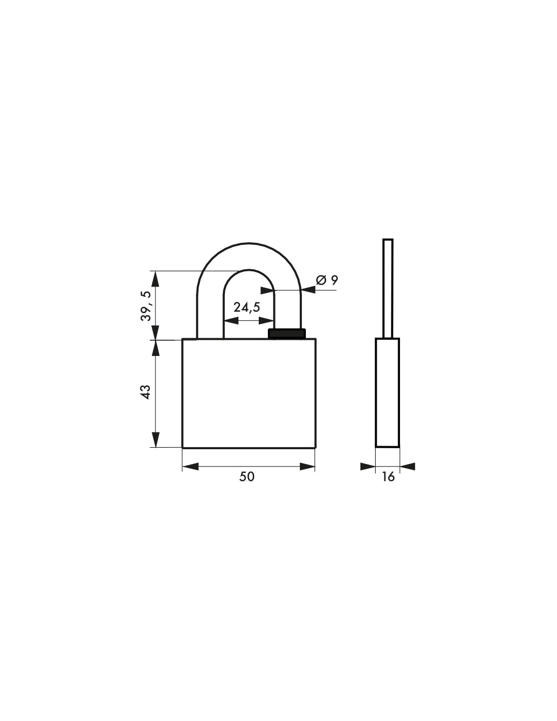 Lucchetto a chiave Reverso, ottone, esterno, arco in acciaio, 50mm, 4 chiavi - THIRARD