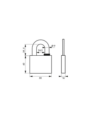Lucchetto a chiave Reverso, ottone, esterno, arco in acciaio, 50mm, 4 chiavi - THIRARD