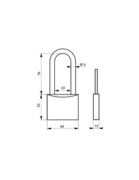 Lucchetto Ruck, ottone, interno, arco mezza altezza in acciaio, 40mm, 2 chiavi - THIRARD
