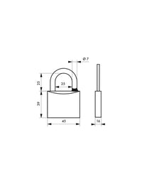 Lucchetto a chiave SP, anti-corrosione, arco in acciaio inox 45 mm, 2 chiavi in ottone - Serrurerie de Picardie