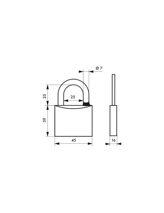 Lucchetto a chiave SP, anti-corrosione, arco in acciaio inox 45 mm, 2 chiavi in ottone - Serrurerie de Picardie