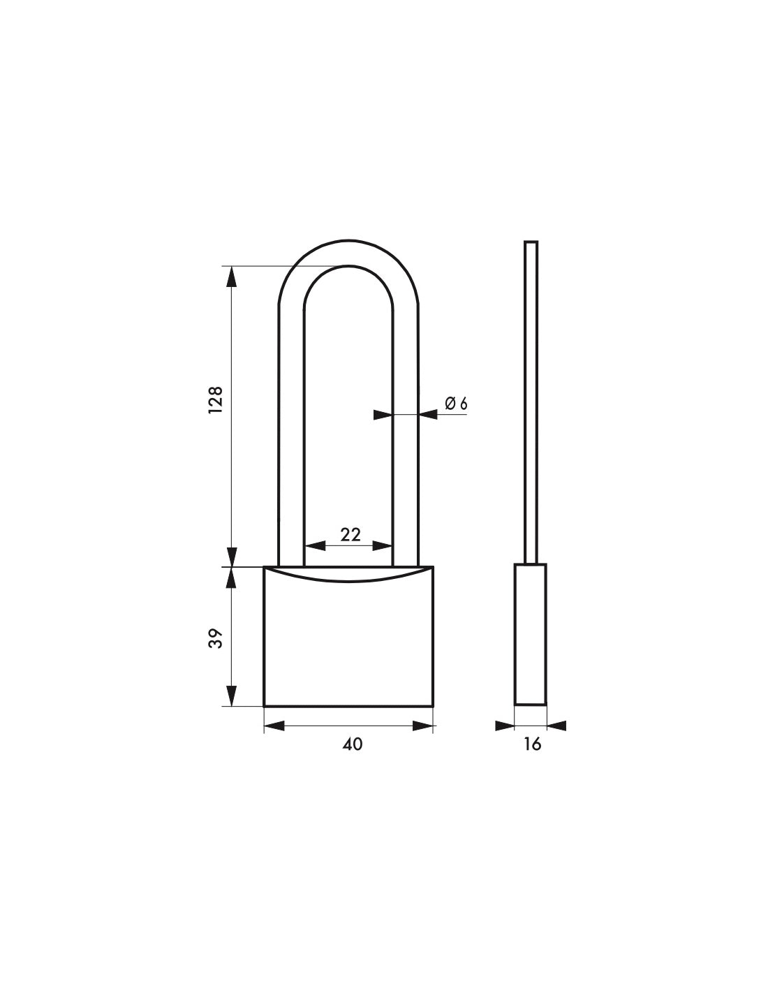 Lucchetto a chiave SP, anticorrosione, arco in acciaio inossidabile alto 45 mm, 2 chiavi in ottone - Serrurerie de Picardie