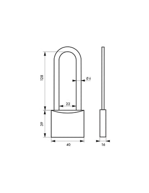 Lucchetto a chiave SP, anticorrosione, arco in acciaio inossidabile alto 45 mm, 2 chiavi in ottone - Serrurerie de Picardie