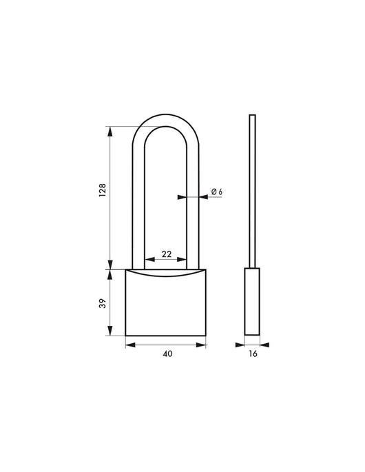 Lucchetto a chiave SP, anticorrosione, arco in acciaio inossidabile alto 45 mm, 2 chiavi in ottone - Serrurerie de Picardie