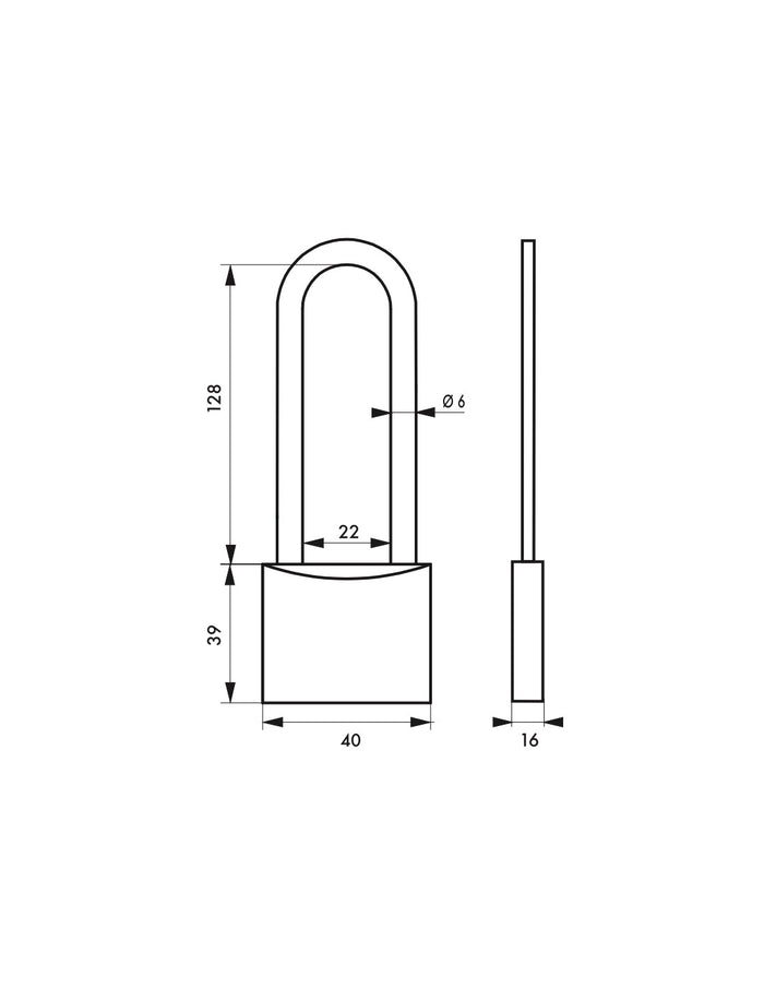 Lucchetto a chiave SP, anticorrosione, arco in acciaio inossidabile alto 45 mm, 2 chiavi in ottone - Serrurerie de Picardie