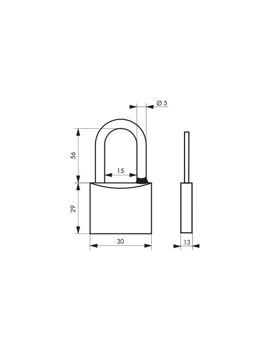 Lucchetto a chiave Tipo 1, ottone, esterno, 1/2 arco in acciaio inox, 35mm, 2 chiavi - THIRARD