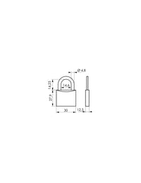 Lucchetto a chiave Tipo 1, ottone, interno, arco in acciaio, 30mm, 3 chiavi - THIRARD