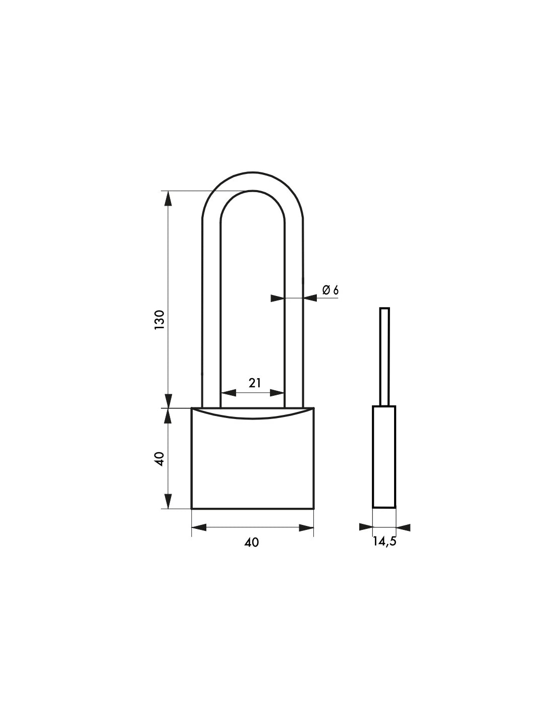 Lucchetto a chiave Tipo 1, ottone, da esterno, arco in ottone, 40mm, 2 chiavi - THIRARD