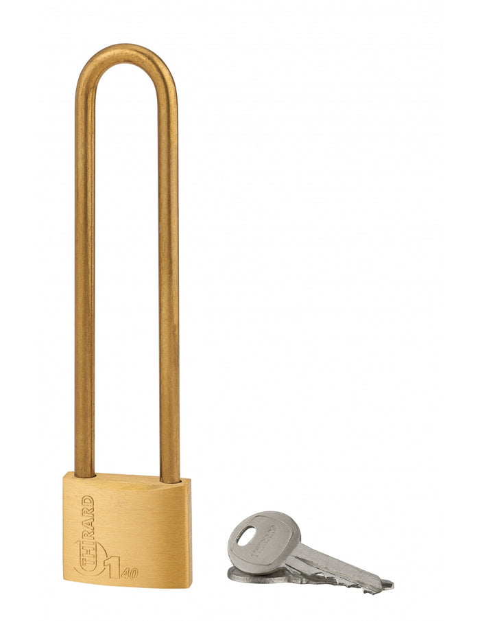Lucchetto a chiave Tipo 1, ottone, da esterno, arco in ottone, 40mm, 2 chiavi - THIRARD