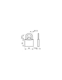 Lucchetto a chiave Tipo 1, ottone, interno, arco in acciaio, 50mm, 3 chiavi - THIRARD