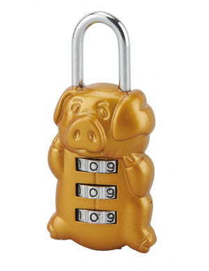 Lucchetto a combinazione Fantasy Pig maialino, 3 cifre, interno, arco in acciaio - THIRARD
