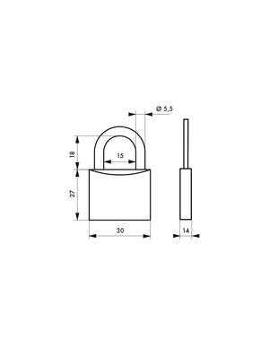 Lucchetto a sfera Line Sport Base, acciaio, interno, arco in acciaio, 30mm, 3 chiavi - THIRARD