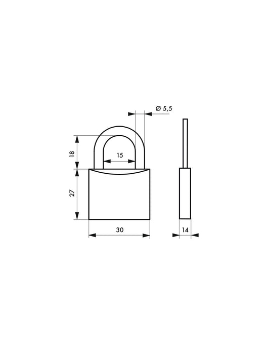 Lucchetto a sfera Line Sport Base, acciaio, interno, arco in acciaio, 30mm, 3 chiavi - THIRARD