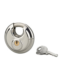 Lucchetto a disco Astra, 70mm, interno, acciaio inox, arco in acciaio temprato, 2 chiavi - THIRARD