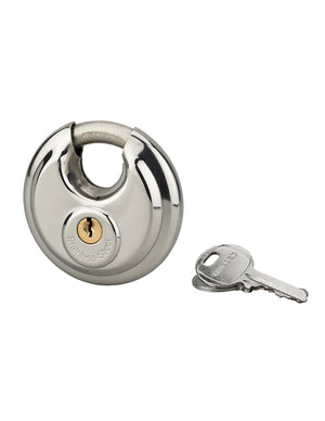 Lucchetto a disco Astra, 70mm, interno, acciaio inox, arco in acciaio temprato, 2 chiavi - THIRARD