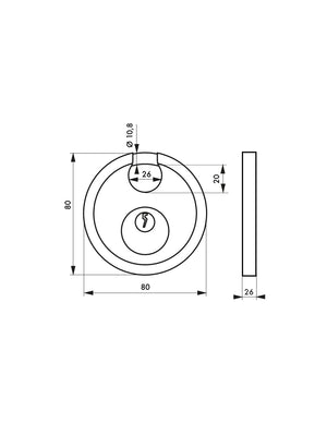 Lucchetto Astra tondo 80 mm, arco acciaio protetto, 2 chiavi - THIRARD