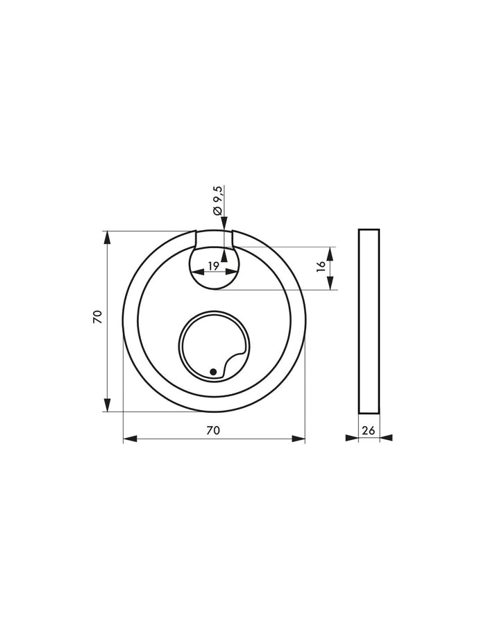 Lucchetto Astra Key, acciaio inossidabile, interno, arco in acciaio, 70mm, 3 chiavi - THIRARD