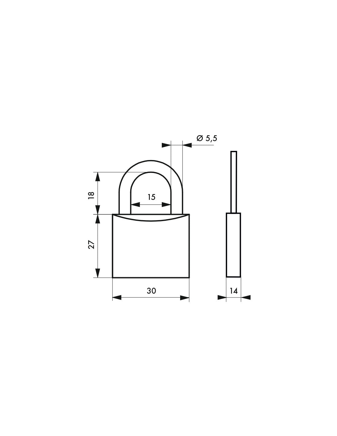 Lucchetto segno zodiacale Bilancia, acciaio, interno, arco in acciaio, 30mm, 3 chiavi - THIRARD