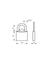 Lucchetto segno zodiacale Ariete, acciaio, interno, arco in acciaio, 30mm, 3 chiavi - THIRARD