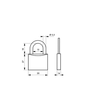 Lucchetto Better World, acciaio, interno, arco in acciaio, 30mm, 3 chiavi - THIRARD